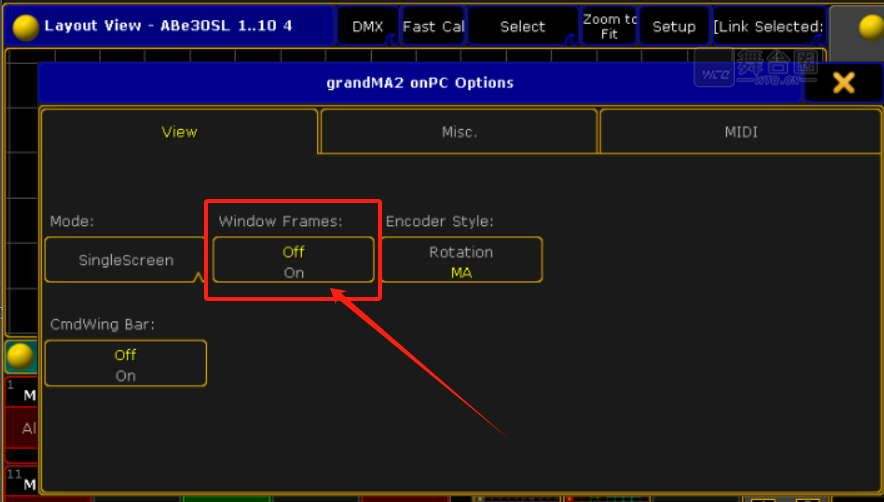 grandMA2控台onPC版本如何取消Windows窗框显示！